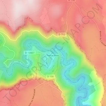 Mappa topografica Cirque de Navacelles, altitudine, rilievo