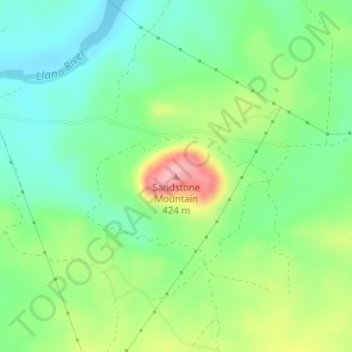 Mappa topografica Sandstone Mountain, altitudine, rilievo