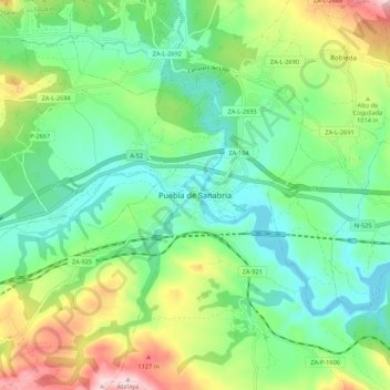 Mappa topografica Puebla de Sanabria, altitudine, rilievo