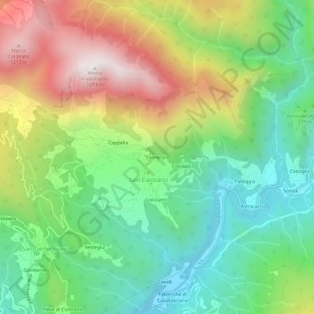 Mappa topografica Cembroni, altitudine, rilievo