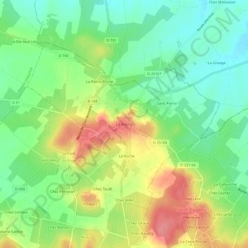 Mappa topografica Le Bourg, altitudine, rilievo