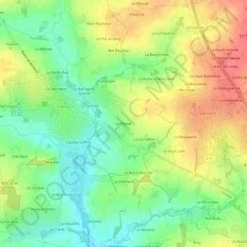 Mappa topografica La Douve, altitudine, rilievo