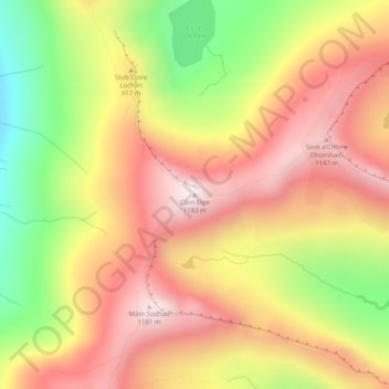 Mappa topografica Càrn Eige, altitudine, rilievo