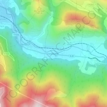 Mappa topografica La Crouzette, altitudine, rilievo