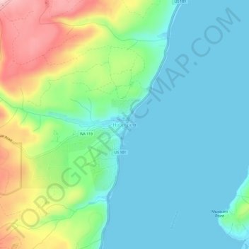 Mappa topografica Hoodsport, altitudine, rilievo