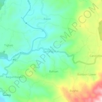Mappa topografica Quinoguitan, altitudine, rilievo