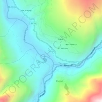 Mappa topografica Tandi, altitudine, rilievo