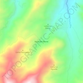 Mappa topografica Rosal Del Monte, altitudine, rilievo