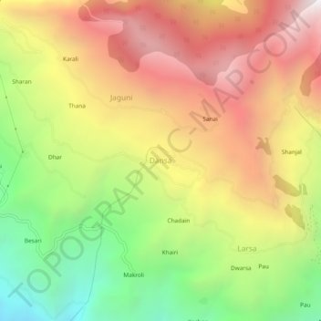 Mappa topografica Dansa, altitudine, rilievo