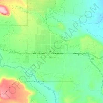 Mappa topografica Torrey, altitudine, rilievo