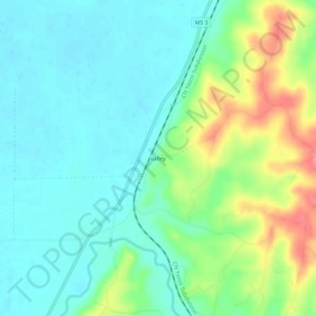 Mappa topografica Valley, altitudine, rilievo
