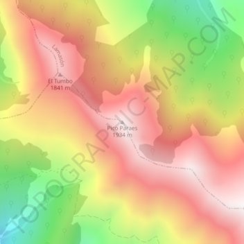 Mappa topografica Pico Paraes, altitudine, rilievo
