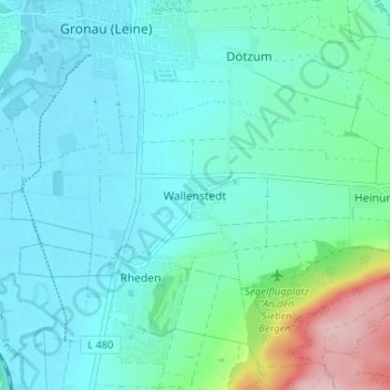 Mappa topografica Wallenstedt, altitudine, rilievo
