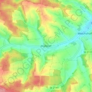Mappa topografica Hofdorf, altitudine, rilievo