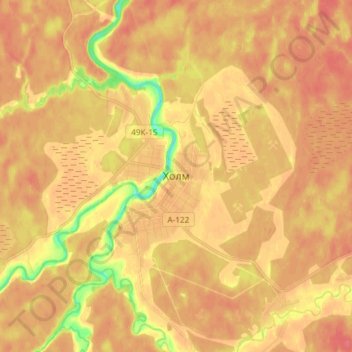 Mappa topografica Kholm, altitudine, rilievo
