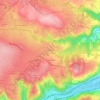 Mappa topografica La Forestière, altitudine, rilievo