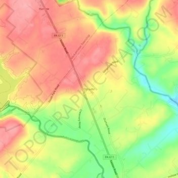 Mappa topografica Ottsville, altitudine, rilievo