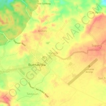 Mappa topografica Mclain, altitudine, rilievo