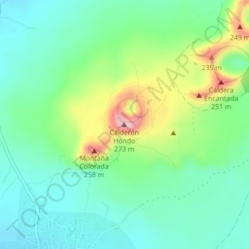 Mappa topografica Calderón Hondo, altitudine, rilievo