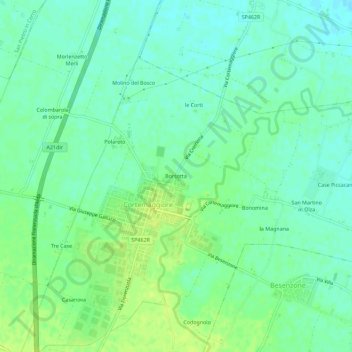 Mappa topografica Borsotta, altitudine, rilievo