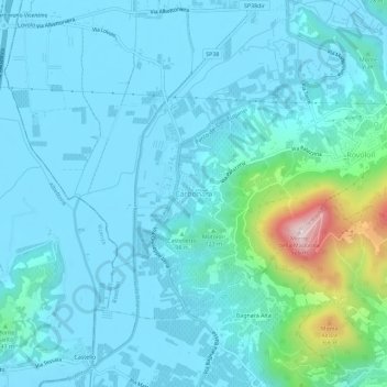 Mappa topografica Carbonara, altitudine, rilievo