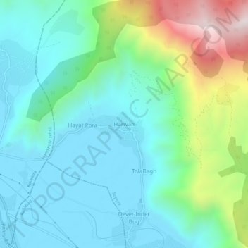 Mappa topografica Harwan, altitudine, rilievo