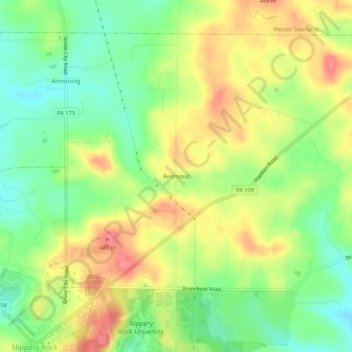 Mappa topografica Redmond, altitudine, rilievo
