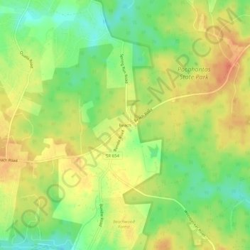 Mappa topografica Beach, altitudine, rilievo