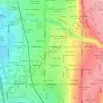Mappa topografica Southern Charm, altitudine, rilievo