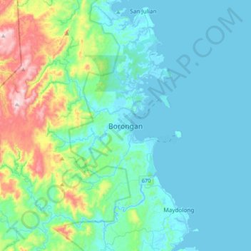 Mappa topografica Borongan, altitudine, rilievo