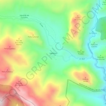 Mappa topografica Valdeteja, altitudine, rilievo