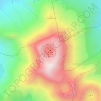 Mappa topografica Volcán Puracé, altitudine, rilievo