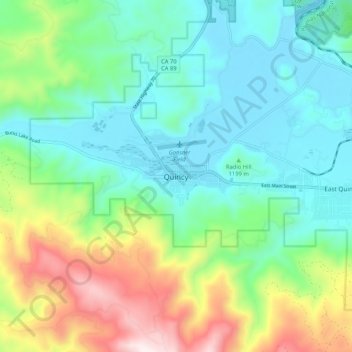 Mappa topografica Quincy, altitudine, rilievo