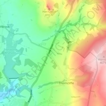 Mappa topografica Blackshaw Moor, altitudine, rilievo