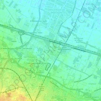 Mappa topografica Mancasale, altitudine, rilievo