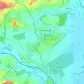 Mappa topografica Pickletillum, altitudine, rilievo