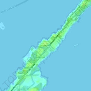 Mappa topografica Sunset Point, altitudine, rilievo