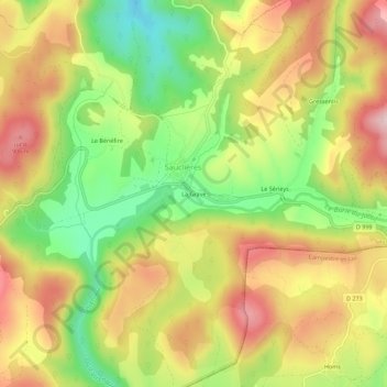 Mappa topografica La Grave, altitudine, rilievo