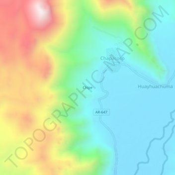 Mappa topografica Chipe, altitudine, rilievo