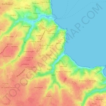 Mappa topografica Borthélo, altitudine, rilievo