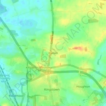 Mappa topografica Harker, altitudine, rilievo