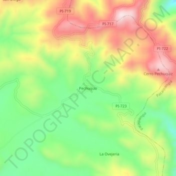 Mappa topografica Pechuquiz, altitudine, rilievo