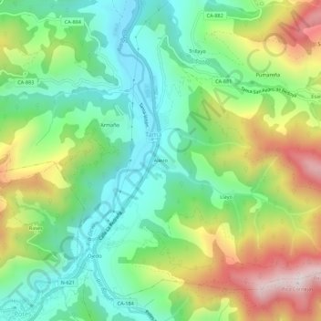 Mappa topografica Aliezo, altitudine, rilievo
