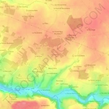 Mappa topografica Les Sapins, altitudine, rilievo