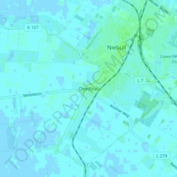 Mappa topografica Deezbüll, altitudine, rilievo