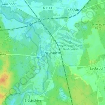 Mappa topografica Neuhausen, altitudine, rilievo