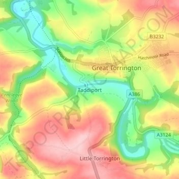 Mappa topografica Taddiport, altitudine, rilievo