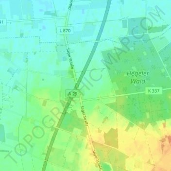 Mappa topografica Hengstlage, altitudine, rilievo