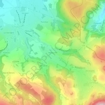 Mappa topografica Bellegoutte, altitudine, rilievo