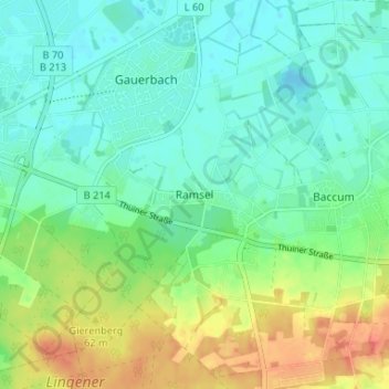 Mappa topografica Ramsel, altitudine, rilievo